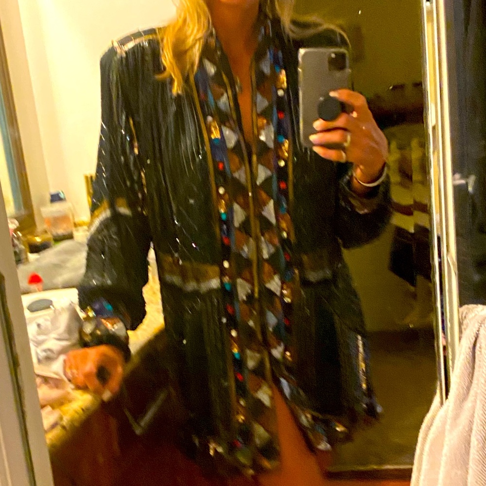 Art Deco Sequin Caftan Kimono Coat
